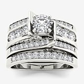 1 1/4 CT.T.W. Natural Diamond 14K White Gold Bridal Set