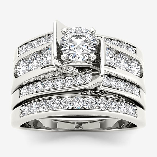 1 1/4 CT.T.W. Natural Diamond 14K White Gold Bridal Set