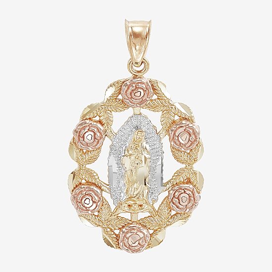 Our Lady Of Guadalupe / Nuestra Senora De Guadalupe Womens 14K Gold Oval Pendant