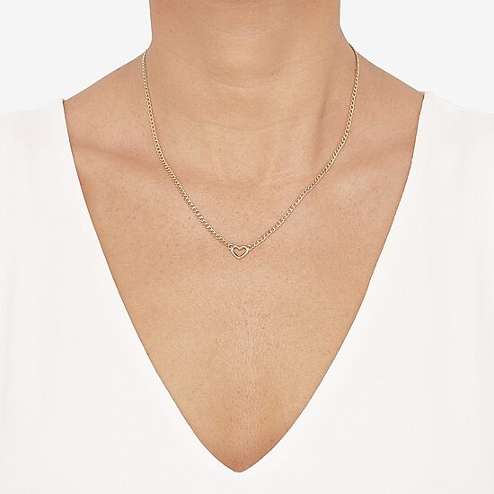 Gold Addiction Womens 14K Gold Heart 18 Inch Pendant Necklace