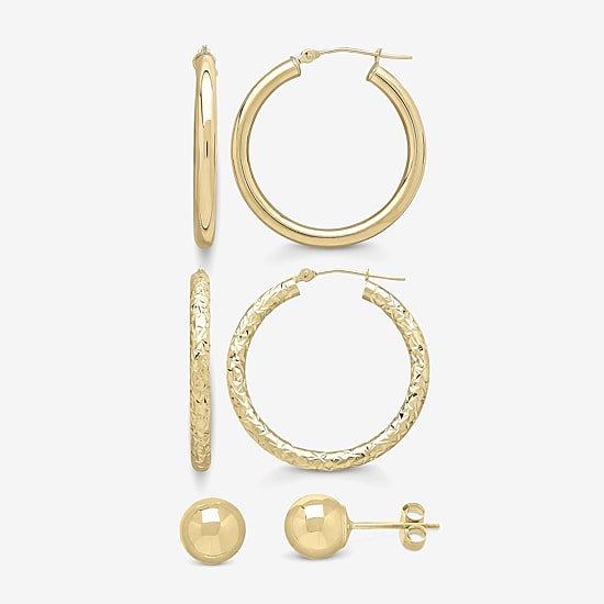 3 Piece 10K Gold  Earring Set