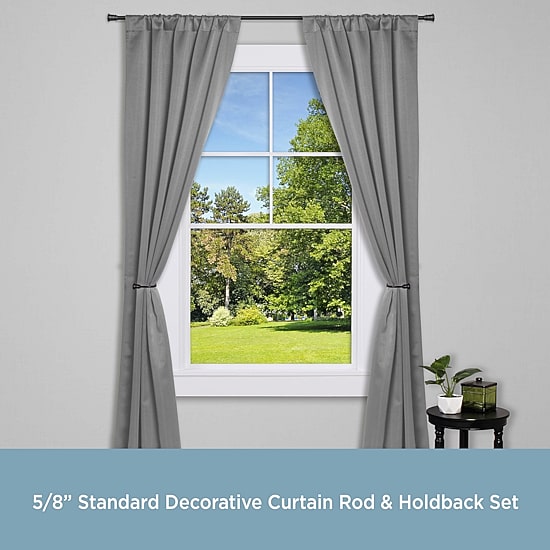 Kenney Trumpet Decorative Curtain Rod & Holdback Set 5/8 IN Adjustable Curtain Rod