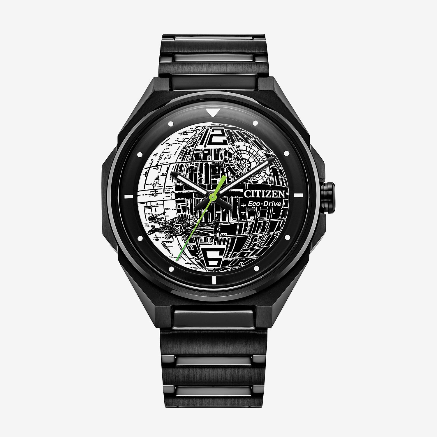 Citizen Death Star Star Wars Mens Black Stainless Steel Bracelet Watch Bj6539-50w