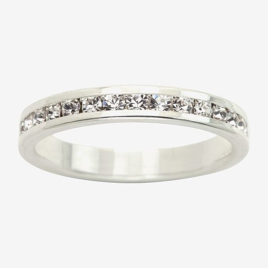 Sparkle Allure Stackable Eternity Womens 3MM Crystal Pure Silver Over Brass Eternity Band