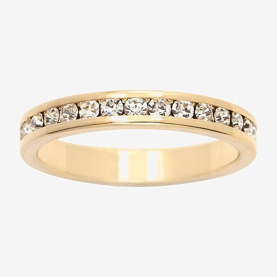 Sparkle Allure Stackable Eternity Womens 3MM Crystal 14K Gold Over Brass Eternity Band