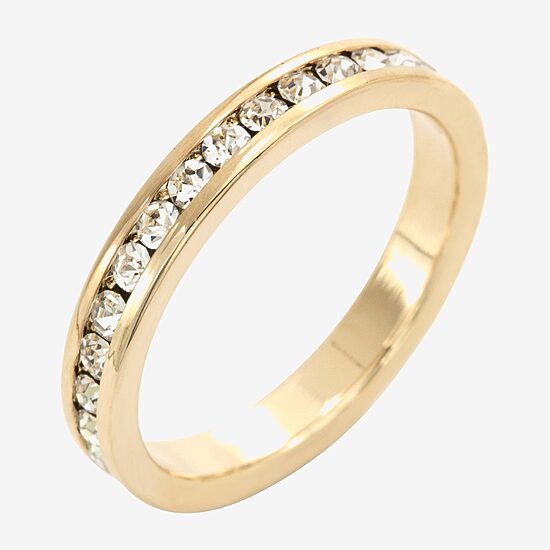 Sparkle Allure Stackable Eternity Womens 3MM Crystal 14K Gold Over Brass Eternity Band