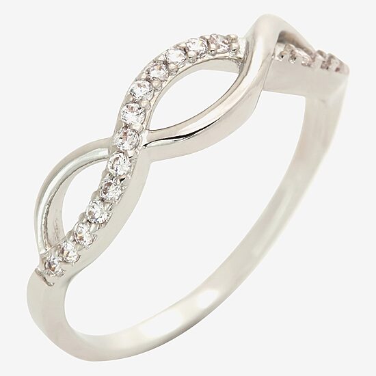 Sparkle Allure Crossover Wave Womens Cubic Zirconia Pure Silver Over Brass Crossover Band