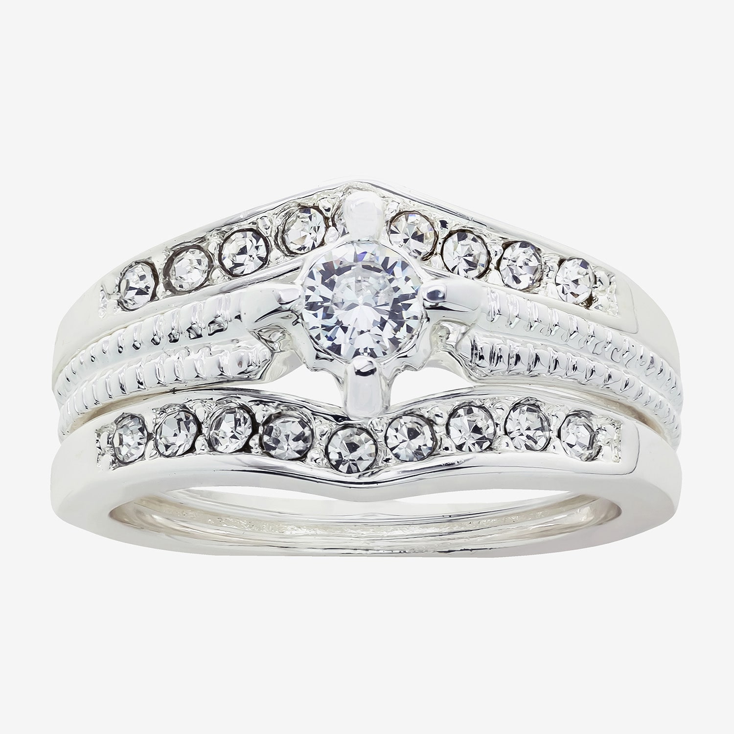 Sparkle Allure Womens Cubic Zirconia Pure Silver Over Brass Solitaire Bridal Set