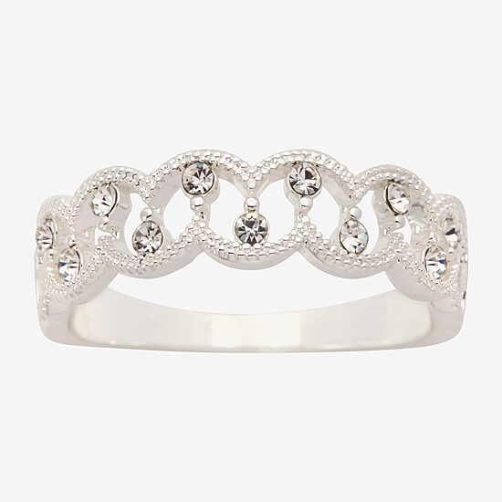 Sparkle Allure Station Womens 2.5MM Crystal Pure Silver Over Brass Band