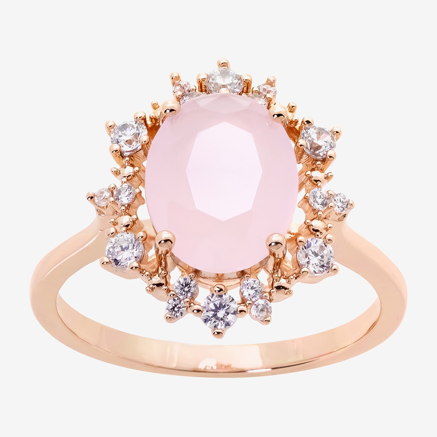 Sparkle Allure Womens Pink Cubic Zirconia 18K Rose Gold Over Brass Oval Halo Cocktail Ring