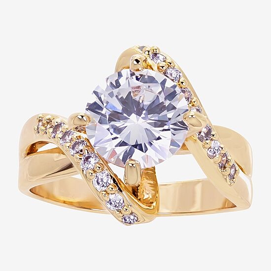 Sparkle Allure Womens Cubic Zirconia 14K Gold Over Brass Round Bypass  Engagement Ring