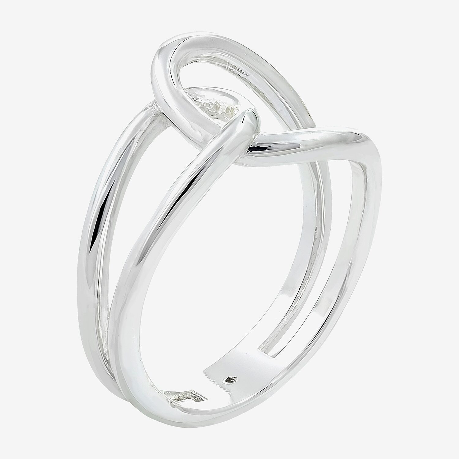 Sparkle Allure Interlocking Loops Womens 4.5MM Pure Silver Over Brass Crossover Band