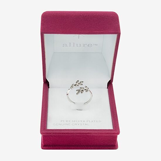 Sparkle Allure Leaf Bypass Womens 2.5MM Black Cubic Zirconia Pure Silver Over Brass Band