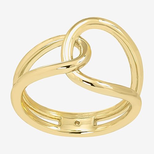 Sparkle Allure Interlocked Loops Bypass Wrap Womens 14K Gold Over Brass Bypass Cocktail Ring, 9