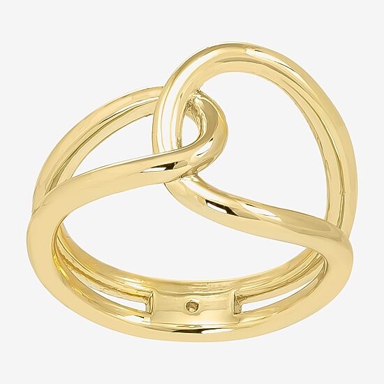 Sparkle Allure Interlocked Loops Bypass  Wrap Womens 14K Gold Over Brass Bypass  Cocktail Ring