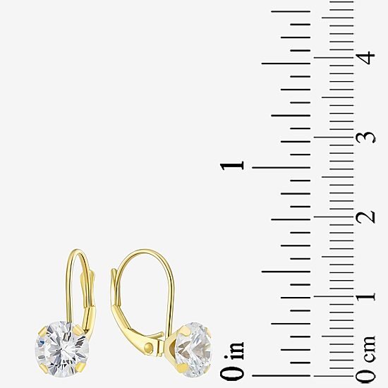 Womens Cubic Zirconia 10K Gold Round Drop Earrings