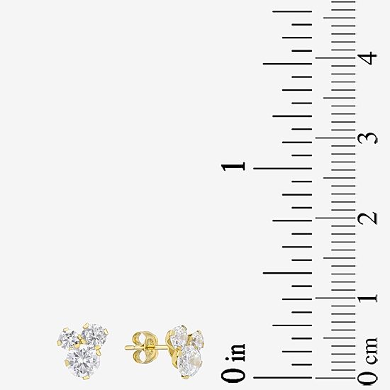 Cubic Zirconia 14K Gold 6.5mm Triangle Stud Earrings