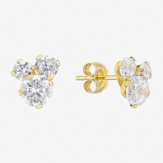 Cubic Zirconia 14K Gold 6.5mm Triangle Stud Earrings