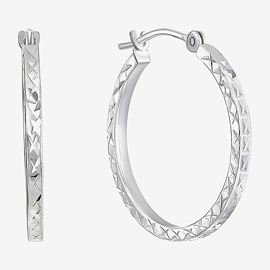 14K Gold Square-Cut Hoop Earrings
