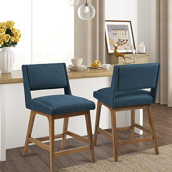 INK+IVY Boomerang Counter Height Upholstered Bar Stool