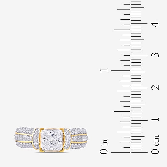(G / I1) Womens 2 CT. T.W. Lab Grown White Diamond 10K Gold Side Stone Engagement Ring