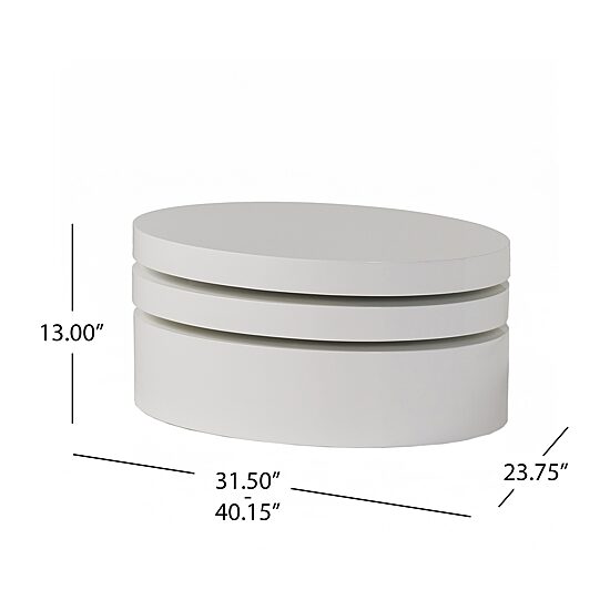 Oval Rotatable Coffee Table
