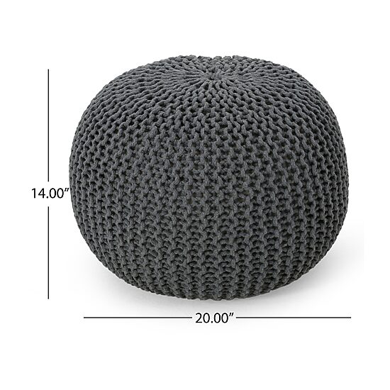 Nahunta Modern Knitted Cotton Pouf Ottoman