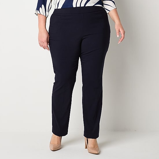 Liz Claiborne Womens Straight Mid Rise Pull-On Pant