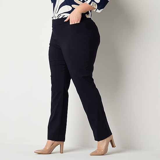 Liz Claiborne Womens Straight Mid Rise Pull-On Pant