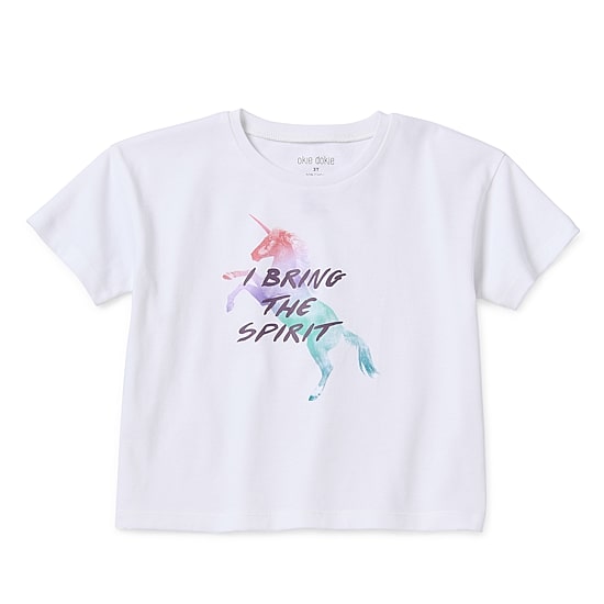 Okie Dokie Active Girls Round Neck Short Sleeve Active T-Shirt