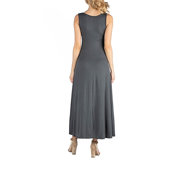 24/7 Comfort Apparel Slim Fit A Line Sleeveless Maxi Dress