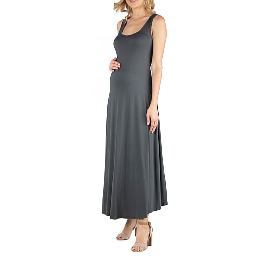 24/7 Comfort Apparel Slim Fit A Line Sleeveless Maxi Dress