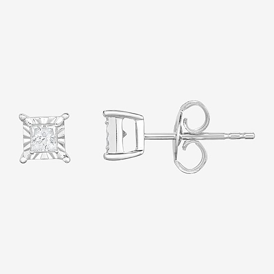 TruMiracle 1/4 CT. T.W. Princess Natural White Diamond 10K Gold Stud Earrings