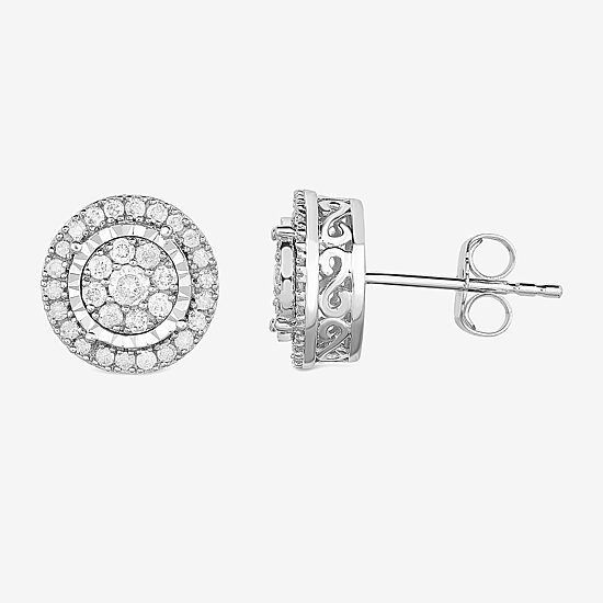 TruMiracle® 1/2 CT. T.W. Round White Natural Diamond 10K Gold Stud Earrings
