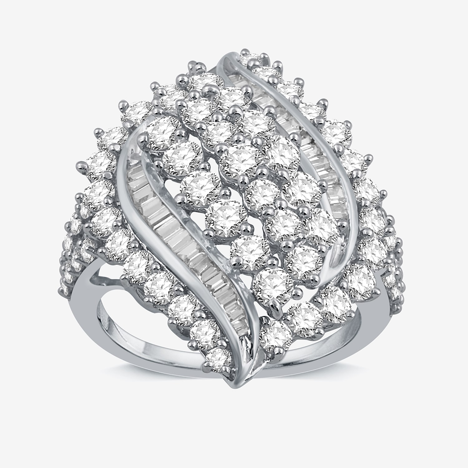 Womens 3 CT. T.W. Natural White Diamond 10K Gold Cluster Cocktail Ring