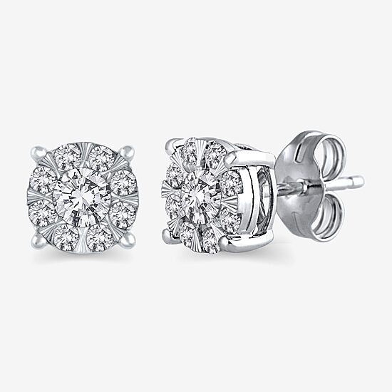 1/2 CT. T.W. Natural White Diamond 10K Gold 6.5mm Stud Earrings