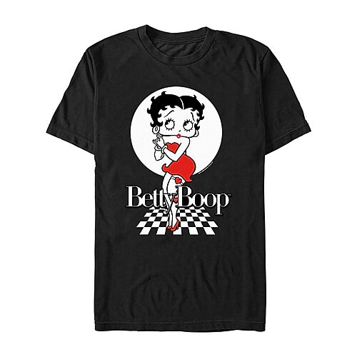 Mad Engine Mens Crew Neck Short Sleeve Regular Fit Betty Boop Graphic T-shirt In Black