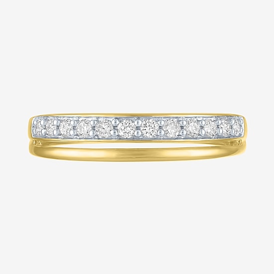 (G-H / Si2-I1) Womens 4.5MM 1/4 CT. T.W. Lab Grown White Diamond 10K Gold Wedding Band