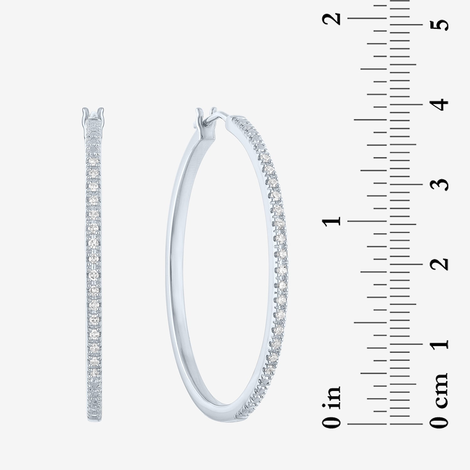 (G-H / I1-I2) Womens 1/4 CT. T.W. Lab Grown White Diamond Sterling Silver 40mm Hoop Earrings