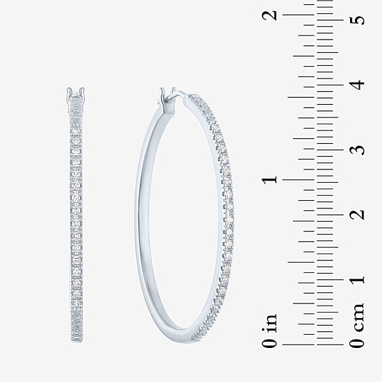 (G-H / I1-I2) Womens 1/4 CT. T.W. Lab Grown White Diamond Sterling Silver 40mm Hoop Earrings