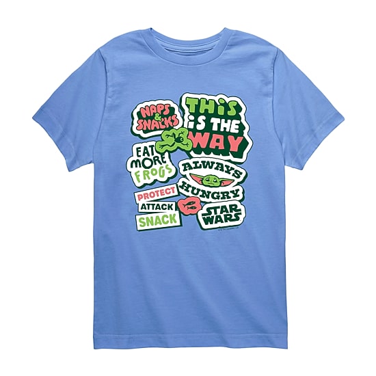 Disney Collection Little & Big Kid Boys Crew Neck Short Sleeve Regular Fit Baby Yoda Star Wars Graphic T-Shirt
