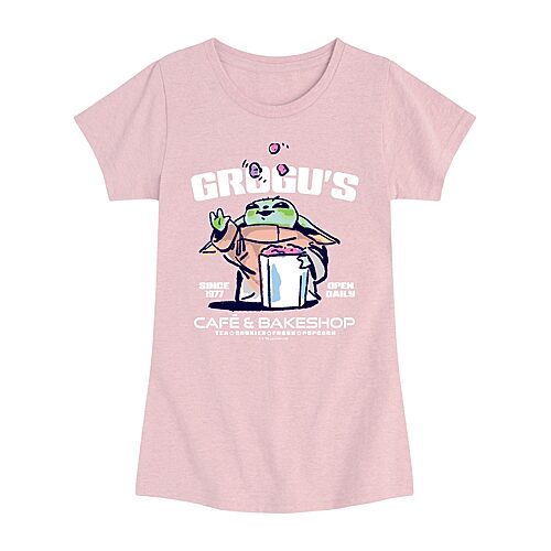 Disney Collection Little & Big Kid Girls Crew Neck Short Sleeve Regular Fit Baby Yoda Star Wars Graphic T-Shirt, X-large, Pink