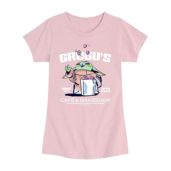 Disney Collection Little & Big Kid Girls Crew Neck Short Sleeve Regular Fit Baby Yoda Star Wars Graphic T-Shirt