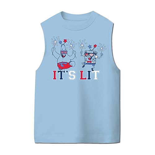 Mad Engine Little & Big Kid Boys Crew Neck Sleeveless Spongebob Tank Top In Blue