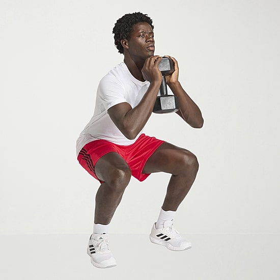 adidas Essential 3 Stripe Mens 7" Workout Shorts