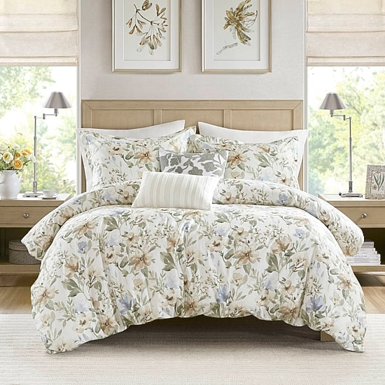 Harbor House Herbal 5-Pc. Cotton Sateen Print 5-pc. Easy Care Duvet Cover Set