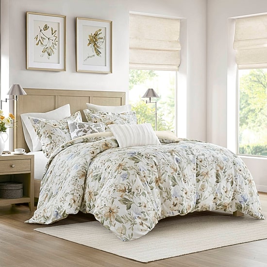 Harbor House Herbal 5-Pc. Cotton Sateen Print 5-pc. Easy Care Duvet Cover Set