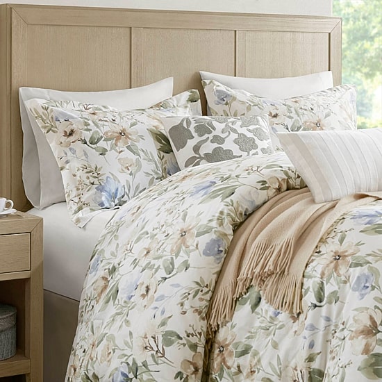 Harbor House Herbal 5-Pc. Cotton Sateen Print 5-pc. Easy Care Duvet Cover Set