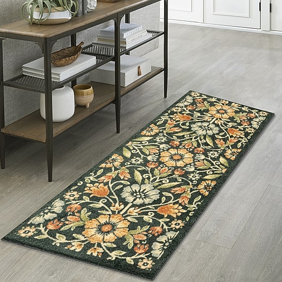 Maples Multi Floral Navy Indoor Rectangular Runner
