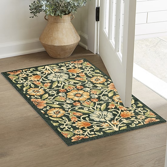 Maples Multi Floral Navy Indoor Rectangular Accent Rug